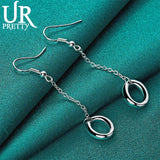 925 Silver Oval Drop Earrings Women Wedding Engagement Party