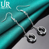 925 Silver Oval Drop Earrings Women Wedding Engagement Party