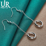 925 Silver Oval Drop Earrings Women Wedding Engagement Party