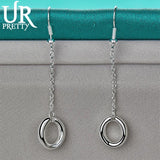 925 Silver Oval Drop Earrings Women Wedding Engagement Party