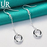 925 Silver Oval Drop Earrings Women Wedding Engagement Party