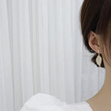 Romantic Leaf Tassel Earring 14k Pave Zircon Stud Jewelry
