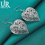 925 Silver Heart Drop Earrings Wedding Party Jewelry Gift