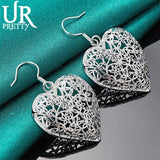 925 Silver Heart Drop Earrings Wedding Party Jewelry Gift