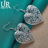 925 Silver Heart Drop Earrings Wedding Party Jewelry Gift