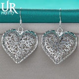 925 Silver Heart Drop Earrings Wedding Party Jewelry Gift