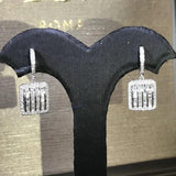 Platinum Plated CZ Ladder Earrings 925 Stamps