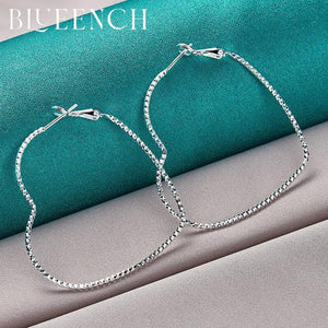 925 Silver Peach Heart Hoop Earrings Women Wedding Jewelry