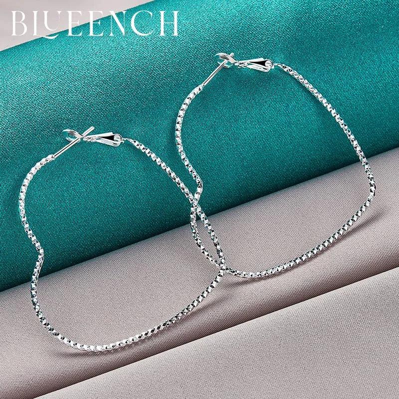 925 Silver Peach Heart Hoop Earrings Women Wedding Jewelry