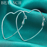 925 Silver Peach Heart Hoop Earrings Women Wedding Jewelry