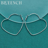 925 Silver Peach Heart Hoop Earrings Women Wedding Jewelry