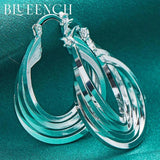 925 Silver Multilayer Hoop Twist Earrings Wedding Jewelry