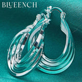 925 Silver Multilayer Hoop Twist Earrings Wedding Jewelry