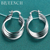925 Silver Multilayer Hoop Twist Earrings Wedding Jewelry
