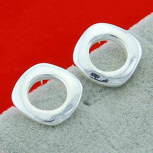 925 Silver Square Stud Earrings Women Wedding Party Jewelry