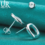 925 Silver Square Stud Earrings Women Wedding Party Jewelry