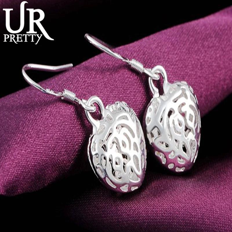925 Silver Love Heart Drop Earring Wedding Jewelry