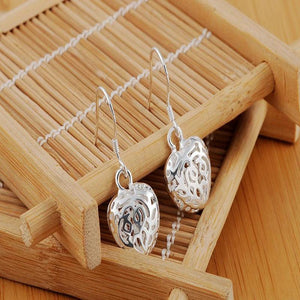 925 Silver Love Heart Drop Earring Wedding Jewelry