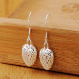 925 Silver Love Heart Drop Earring Wedding Jewelry