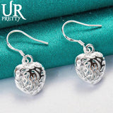 925 Silver Love Heart Drop Earring Wedding Jewelry