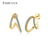 925 Silver Circle Hoop Turquoise Earrings Spring Collection