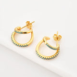 925 Silver Circle Hoop Turquoise Earrings Spring Collection