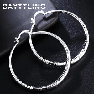 925 Silver Striped Hoop Earrings Wedding Jewelry Gift