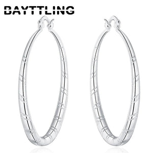 925 Silver Striped Hoop Earrings Wedding Jewelry Gift