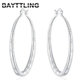 925 Silver Striped Hoop Earrings Wedding Jewelry Gift