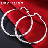 925 Silver Striped Hoop Earrings Wedding Jewelry Gift