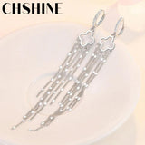 925 Silver Four Leaf Clover Sequins Earrings Wedding Party Gift Jewelry
