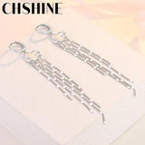 925 Silver Four Leaf Clover Sequins Earrings Wedding Party Gift Jewelry