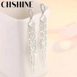 925 Silver Four Leaf Clover Sequins Earrings Wedding Party Gift Jewelry