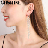 925 Silver Four Leaf Clover Sequins Earrings Wedding Party Gift Jewelry