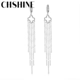925 Silver Four Leaf Clover Sequins Earrings Wedding Party Gift Jewelry