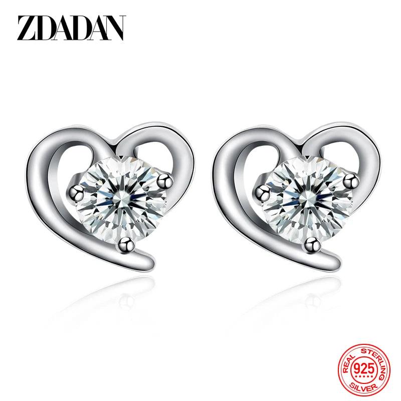 925 Silver Heart Zircon Earring Wedding Jewelry