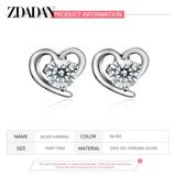 925 Silver Heart Zircon Earring Wedding Jewelry