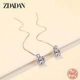 925 Silver Rose Flower Zircon Long Chain Earring Women Wedding Gift