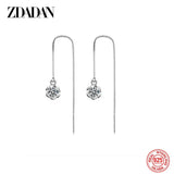 925 Silver Rose Flower Zircon Long Chain Earring Women Wedding Gift