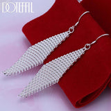 Sterling Silver Long Leaf Earrings for Women Wedding Party Gift