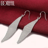 Sterling Silver Long Leaf Earrings for Women Wedding Party Gift