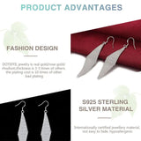 Sterling Silver Long Leaf Earrings for Women Wedding Party Gift