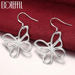 925 Sterling Silver Butterfly Drop Earrings For Woman Wedding Engagement Party