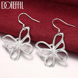 925 Sterling Silver Butterfly Drop Earrings For Woman Wedding Engagement Party