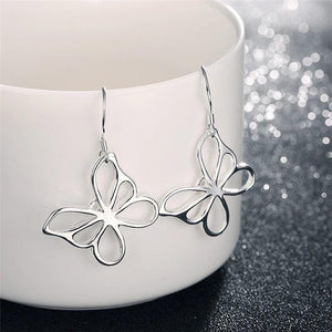 925 Sterling Silver Butterfly Drop Earrings For Woman Wedding Engagement Party