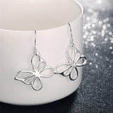 925 Sterling Silver Butterfly Drop Earrings For Woman Wedding Engagement Party