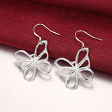 925 Sterling Silver Butterfly Drop Earrings For Woman Wedding Engagement Party