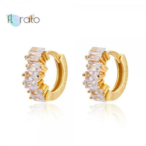 925 Silver Rainbow/White Zircon Hoop Earrings Crystal Circle Round Earrings