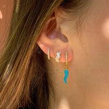 925 Silver Rainbow/White Zircon Hoop Earrings Crystal Circle Round Earrings