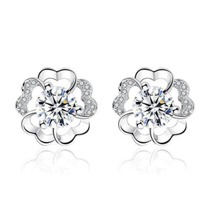 925 Silver Plum Flower Zirconia Stud Earrings S-E419